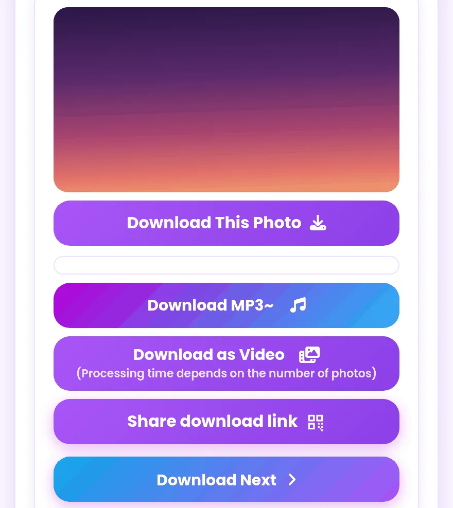 Choose Download Photo or Download as Video options
